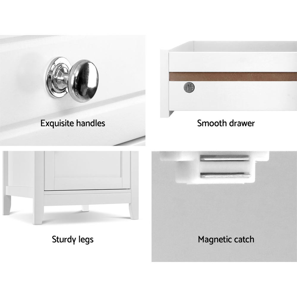 Gustav Bedside Table Drawers White