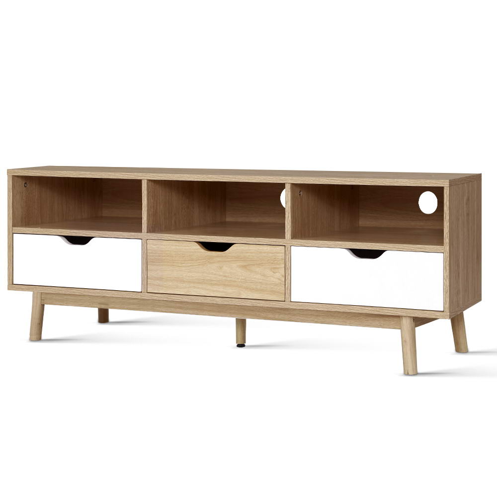 Scandinavian 140cm TV Cabinet Entertainment Unit Oak White