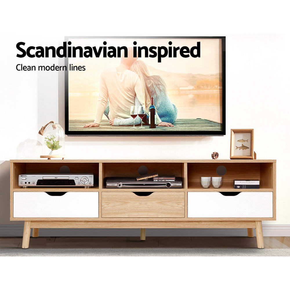 Scandinavian 140cm TV Cabinet Entertainment Unit Oak White