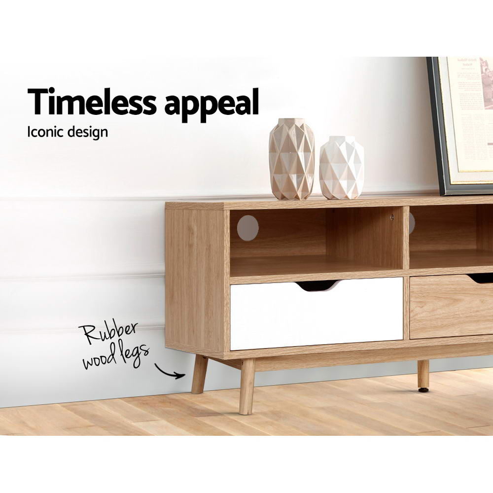 Scandinavian 140cm TV Cabinet Entertainment Unit Oak White