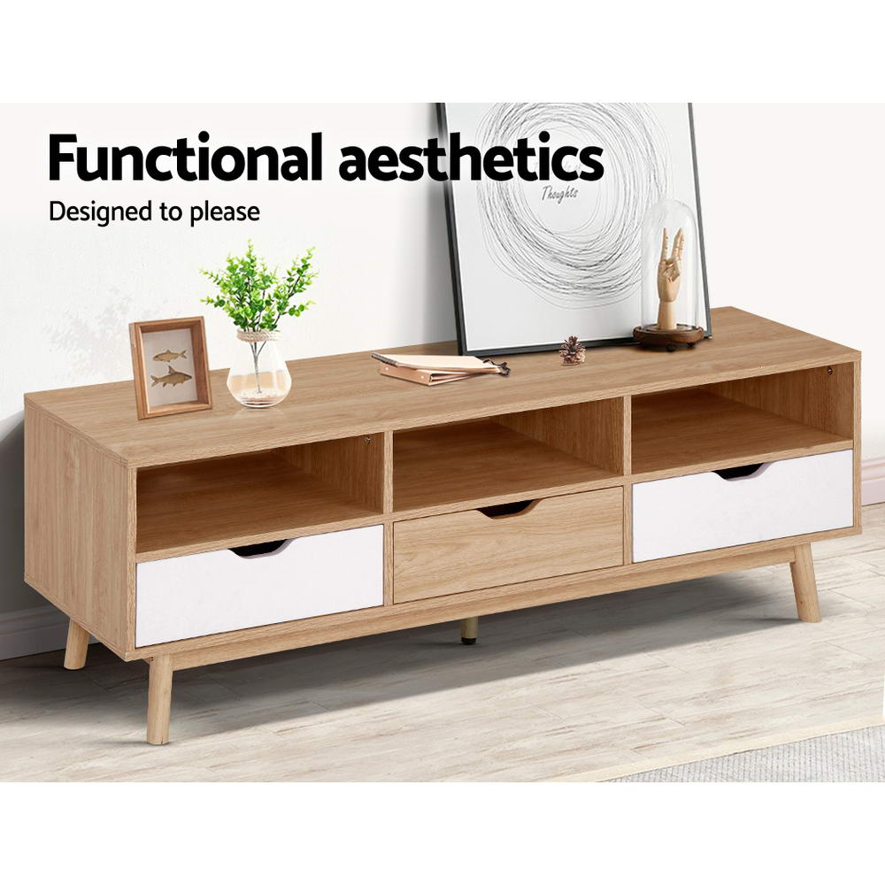 Scandinavian 140cm TV Cabinet Entertainment Unit Oak White