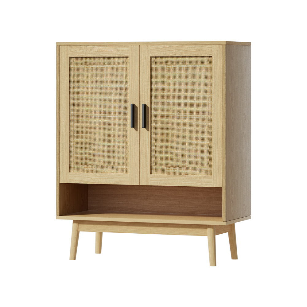 Dani 5-Tier Shoe Rack Cabinet Rattan 20 Pairs Wood
