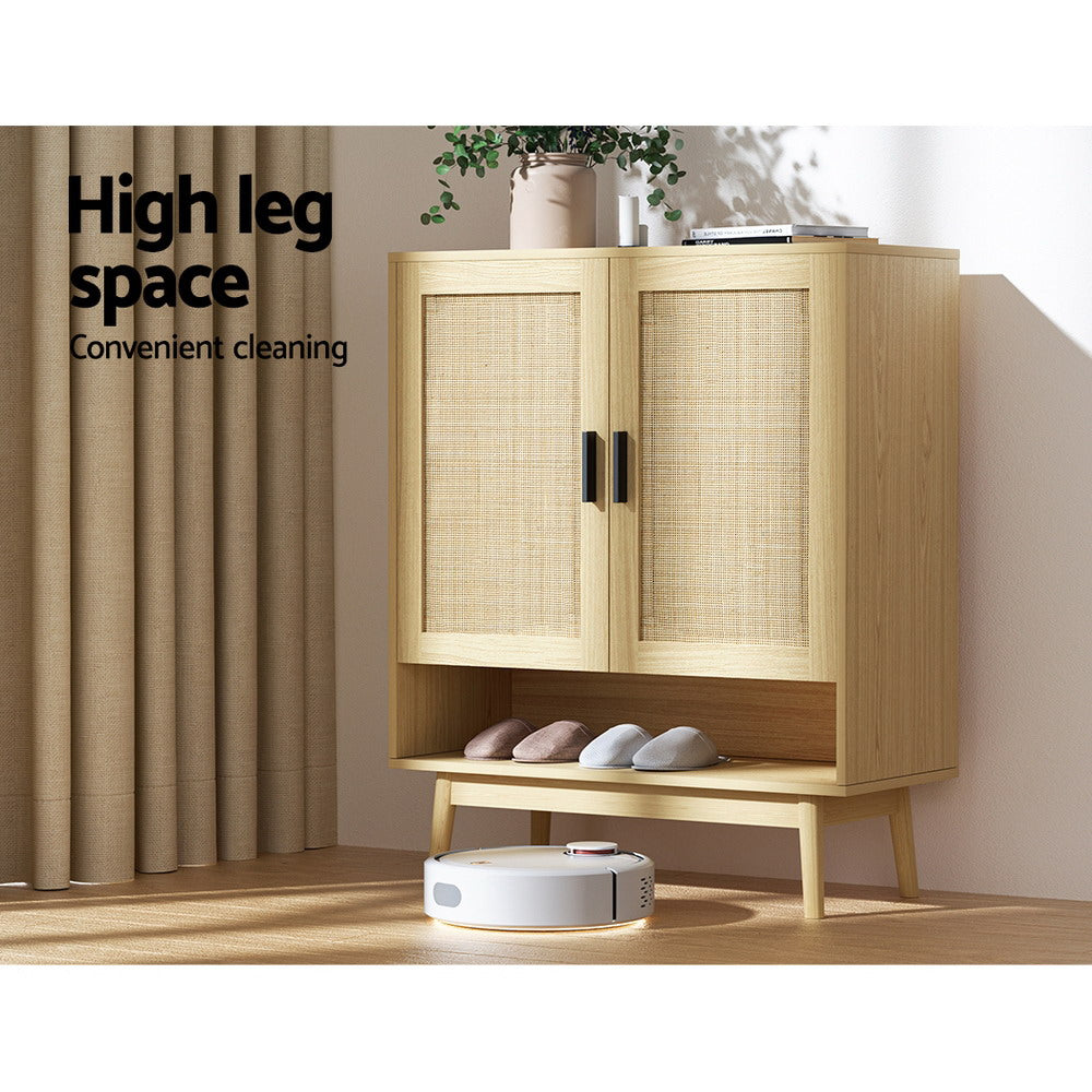 Dani 5-Tier Shoe Rack Cabinet Rattan 20 Pairs Wood