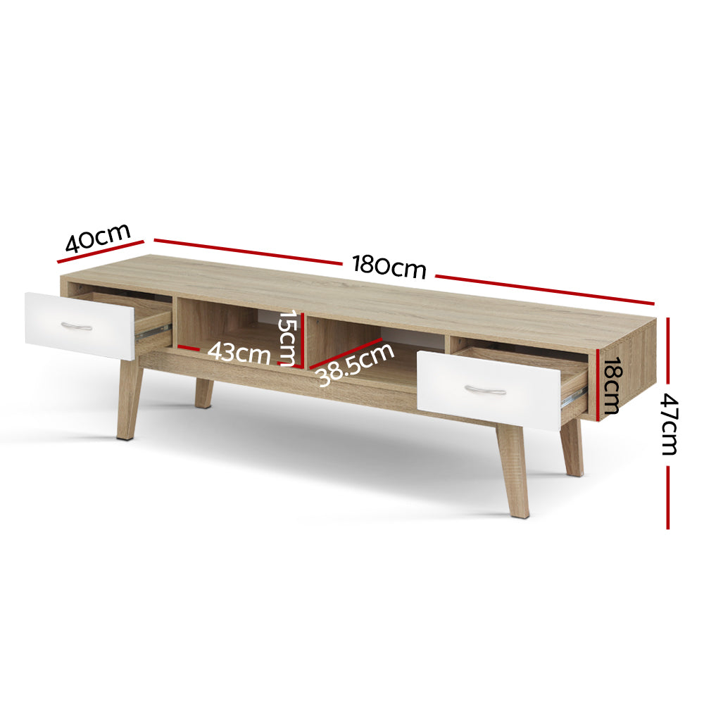 Gary 180cm Entertainment Unit TV Cabinet Oak White