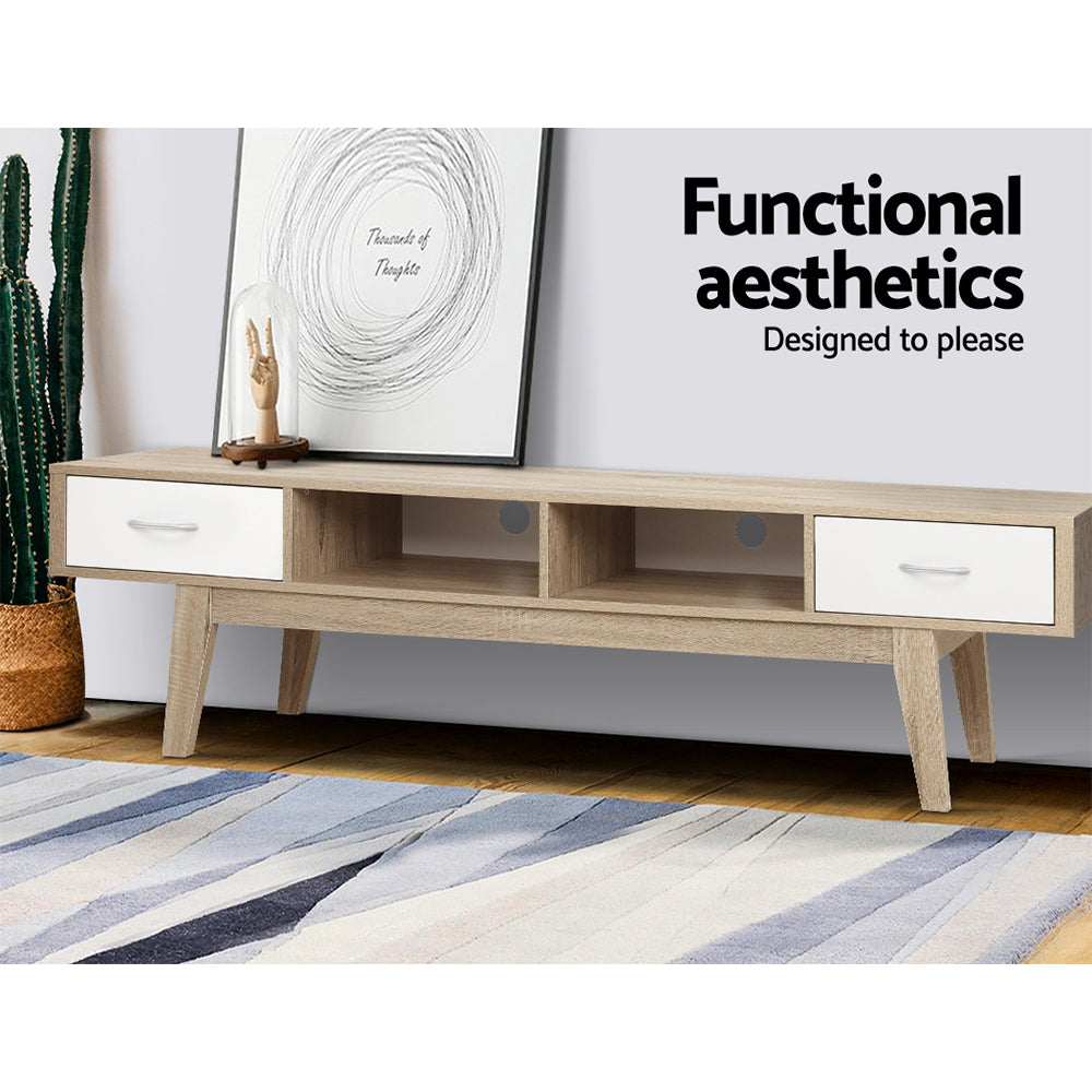 Gary 180cm Entertainment Unit TV Cabinet Oak White