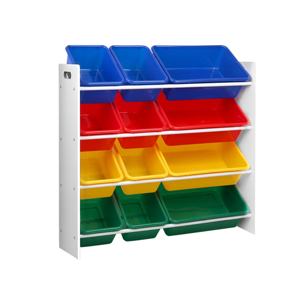 Keezi Kids Toy Storage Rack 12 Bins Bookshelf Organiser