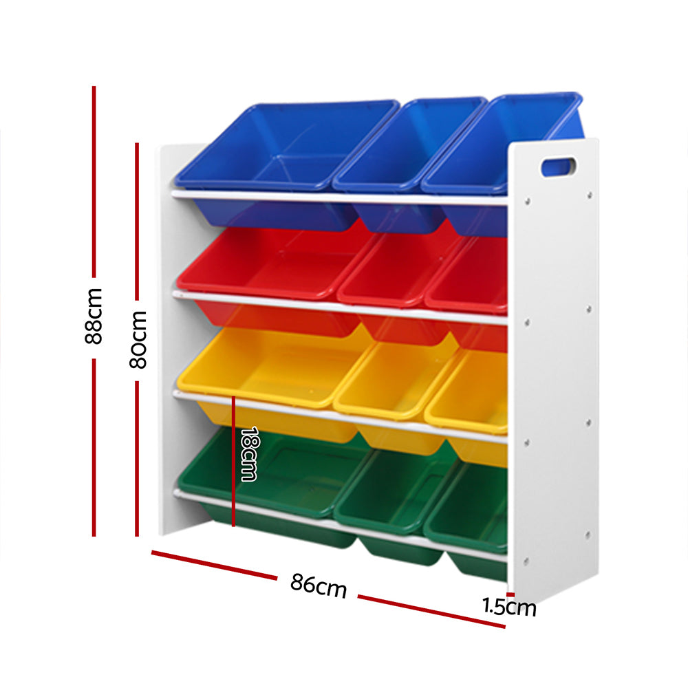 Keezi Kids Toy Storage Rack 12 Bins Bookshelf Organiser
