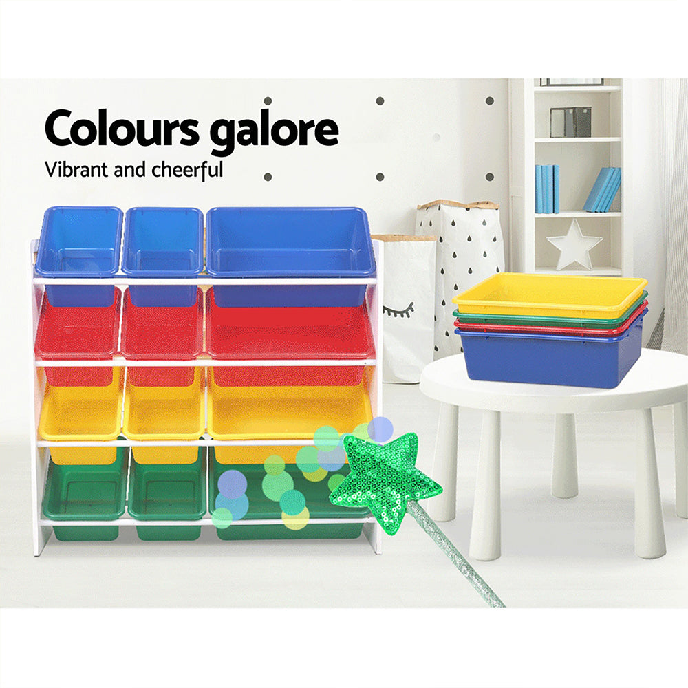 Keezi Kids Toy Storage Rack 12 Bins Bookshelf Organiser