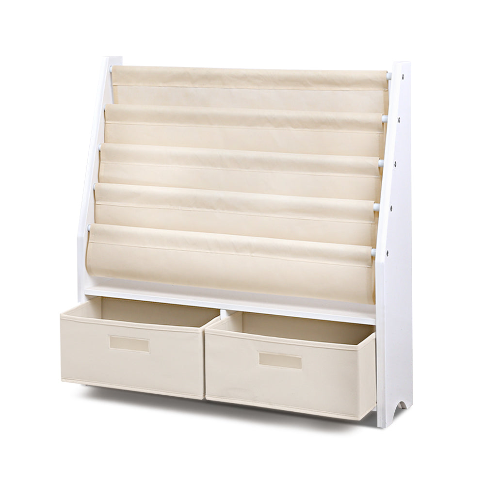 Keezi 4-Tier Kids Bookshelf Magazine Rack Organiser White