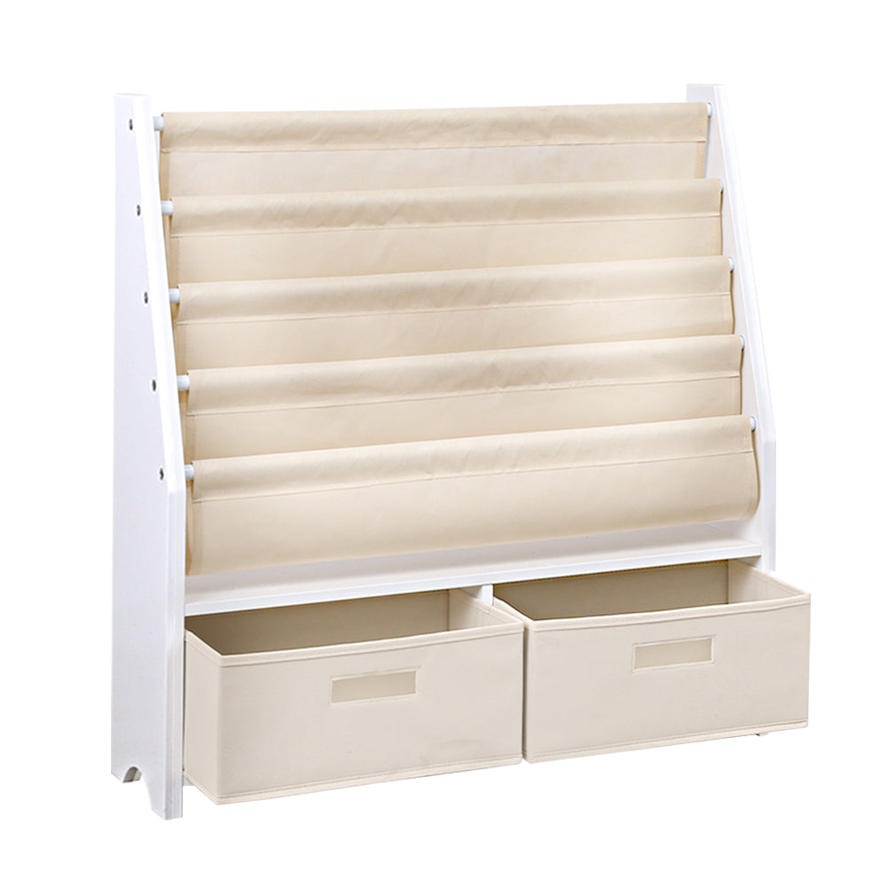Keezi 4-Tier Kids Bookshelf Magazine Rack Organiser White