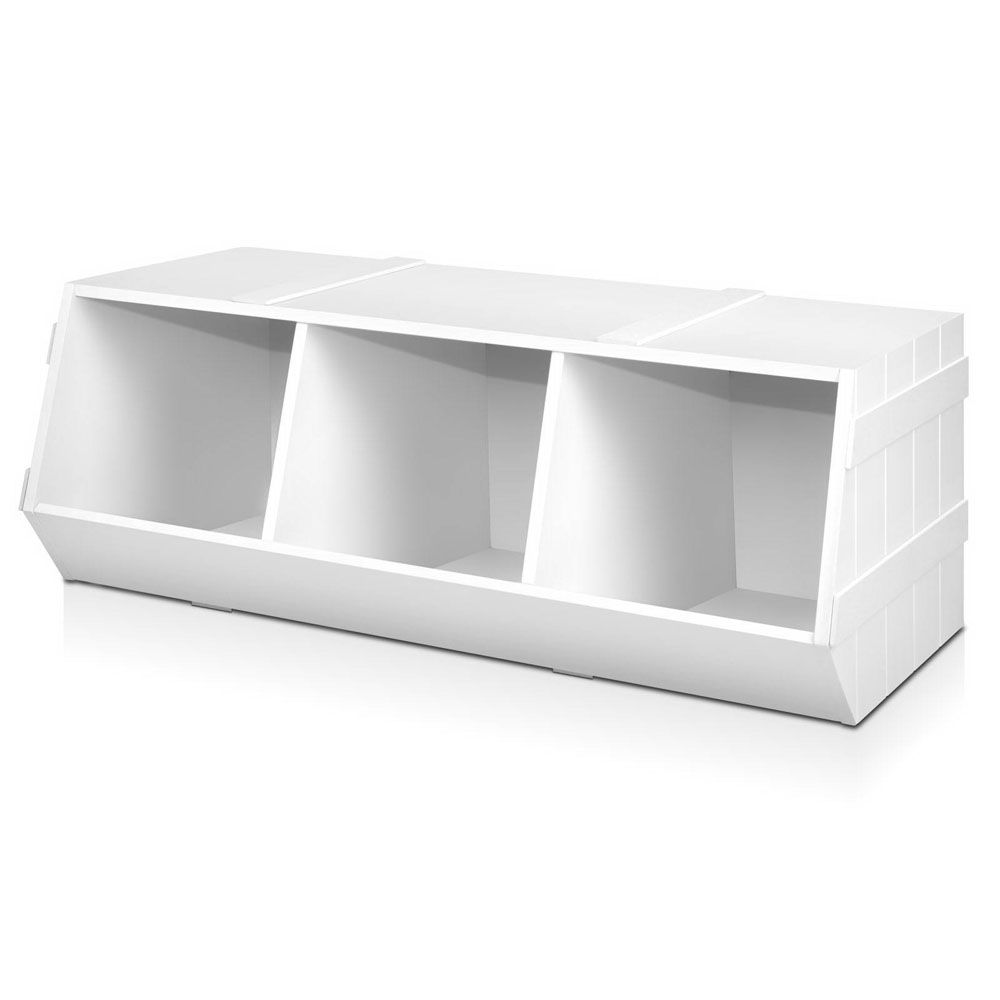 Keezi Kids Stackable Toy Box Bookshelf Storage Rack Organiser