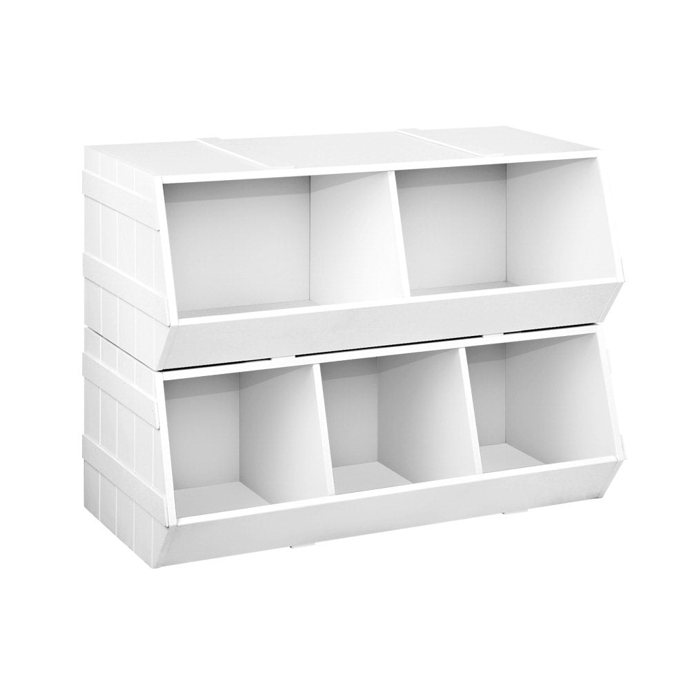 Keezi Kids Toy Box Bookshelf Organiser Stackable White