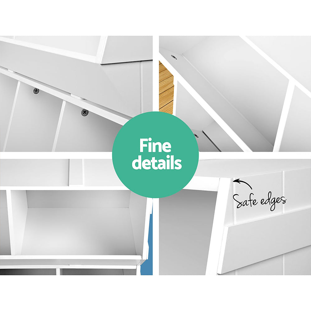 Keezi Kids Toy Box Bookshelf Organiser Stackable White