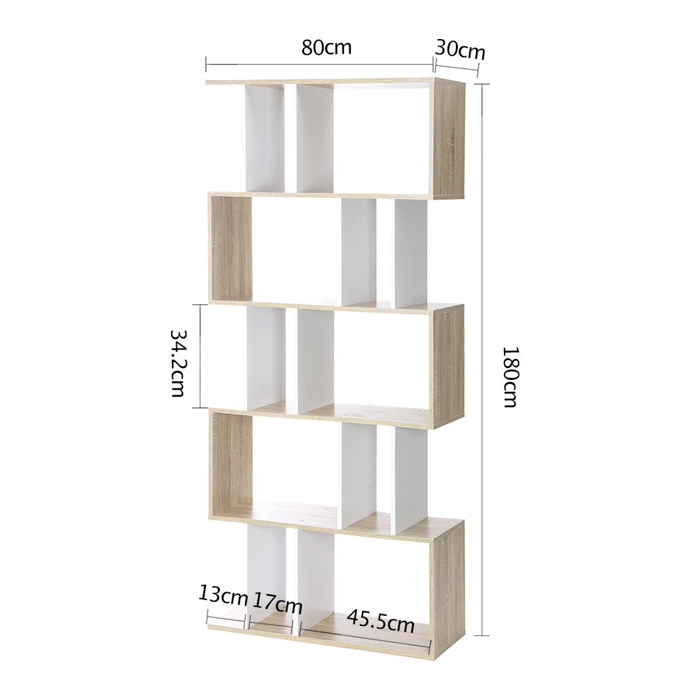RITA 5-Tier Bookshelf White Oak