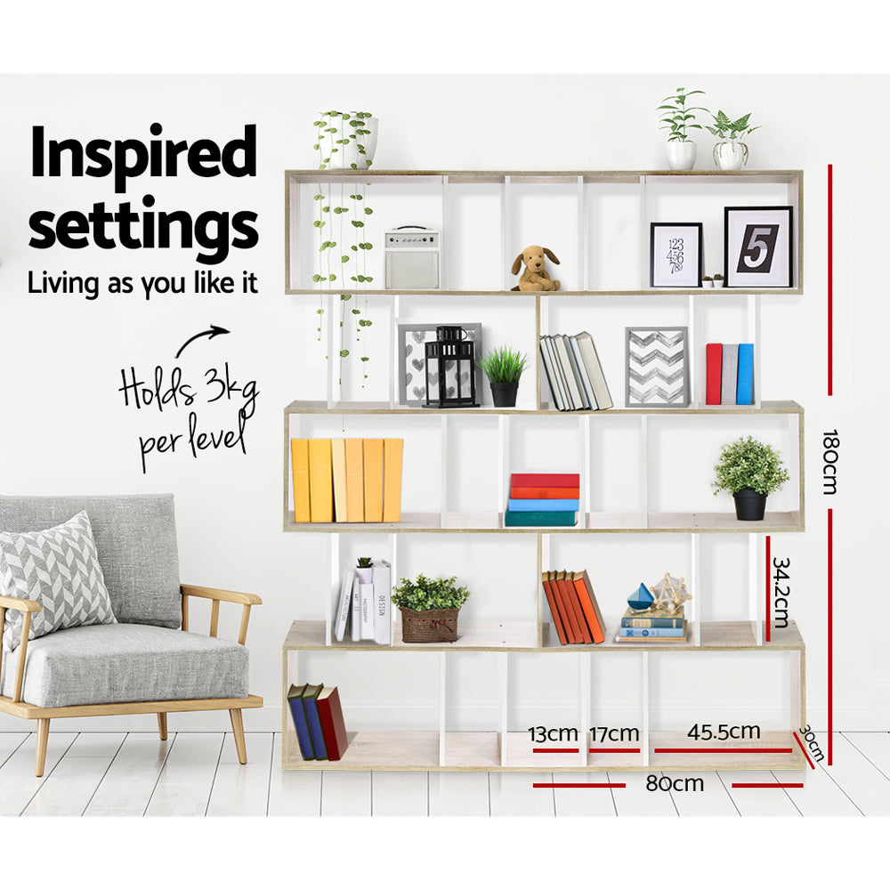 RITA 5-Tier Bookshelf White Oak