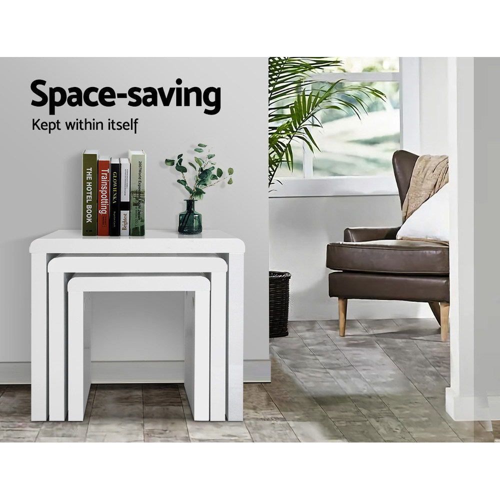 Glossy White Nesting Coffee Table Set of 3