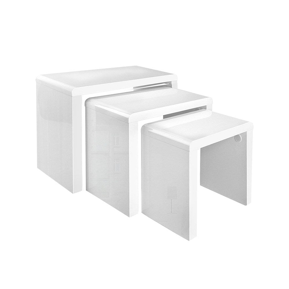 Glossy White Nesting Coffee Table Set of 3