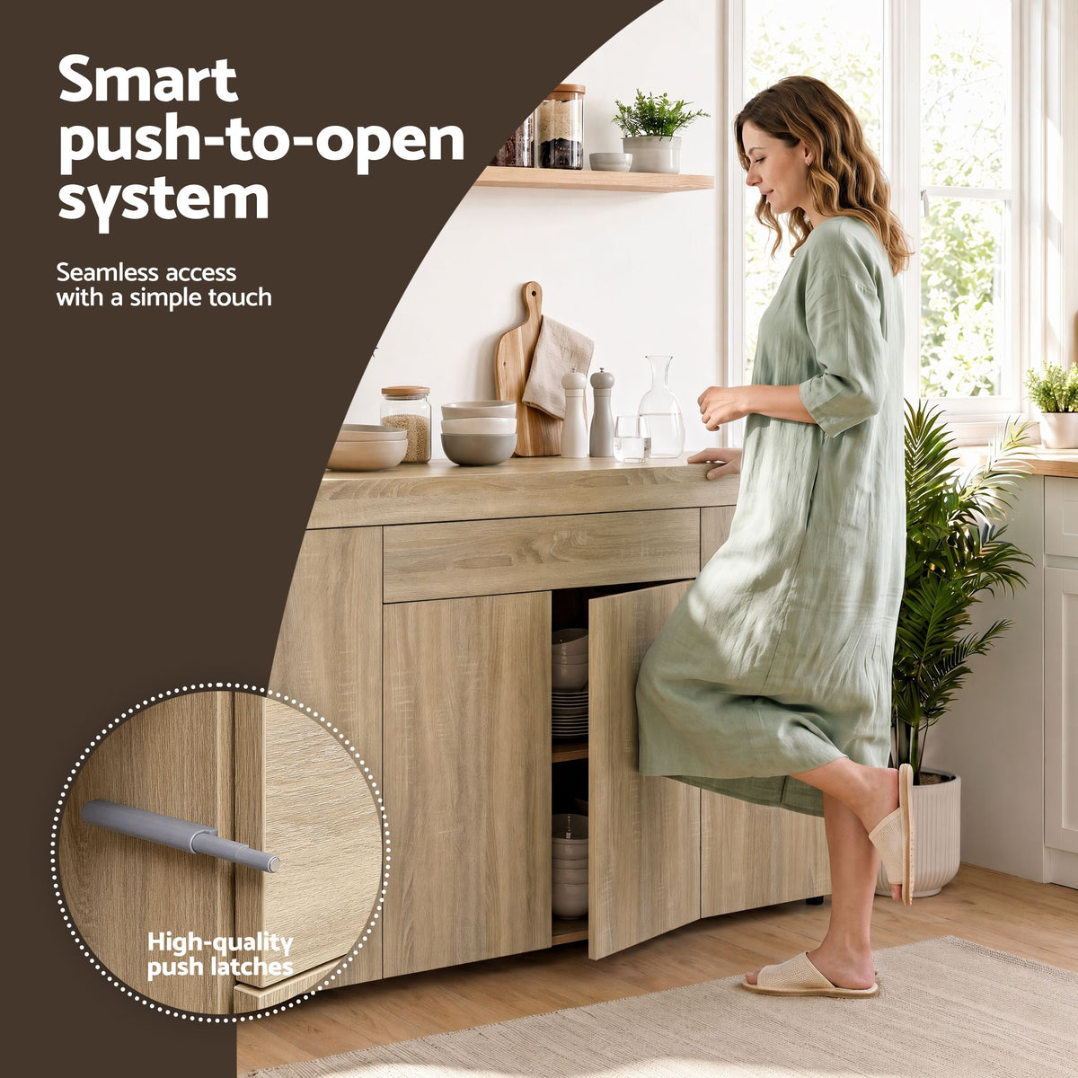 Dana Buffet Sideboard 180cm Oak Storage Cabinet