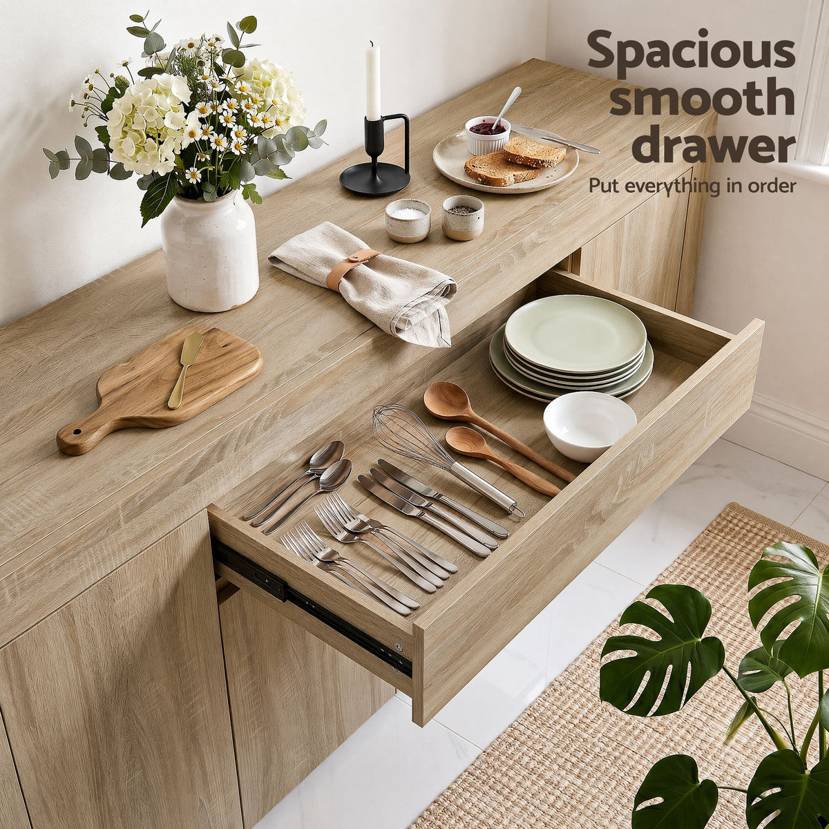 Dana Buffet Sideboard 180cm Oak Storage Cabinet
