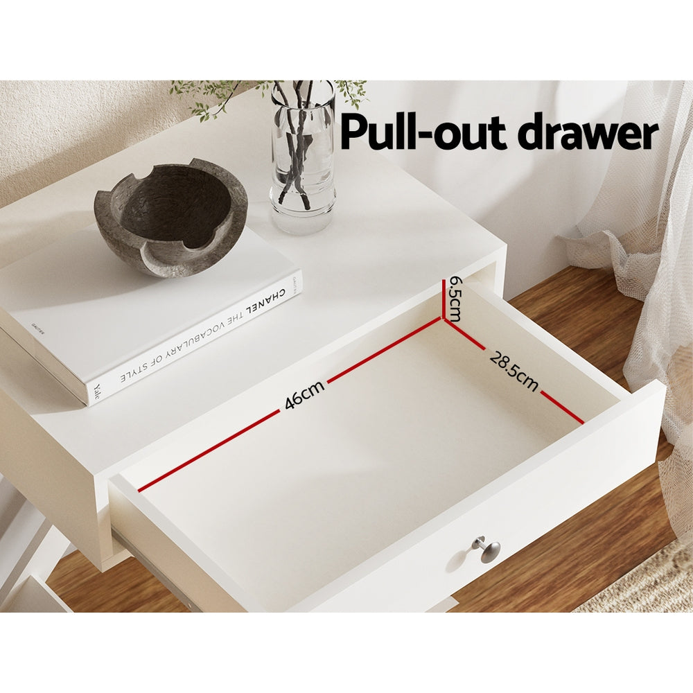 Qara Bedside Table with Storage Drawer Nightstand White