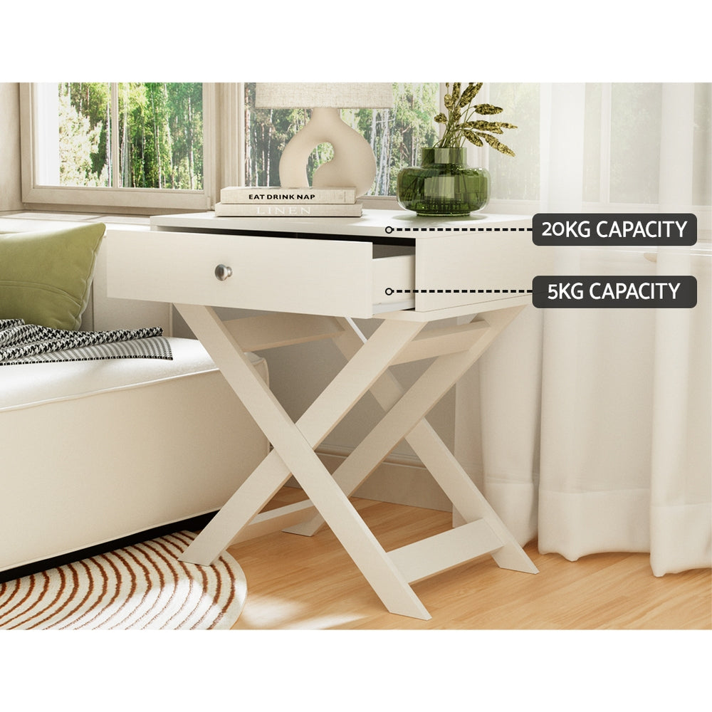 QARA Bedside Table Storage Cabinet White