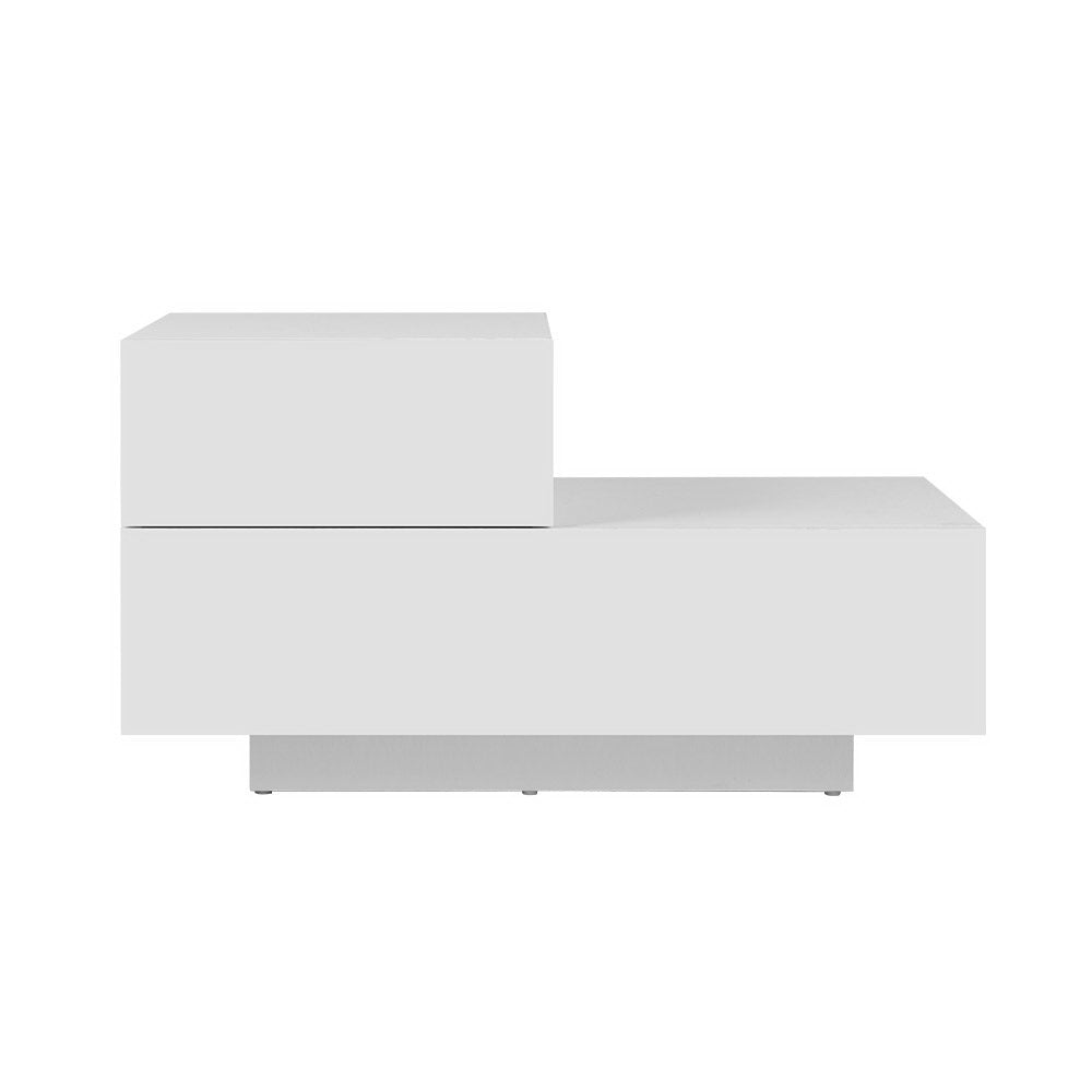 REMI Bedside Tables LED 2 Drawers White