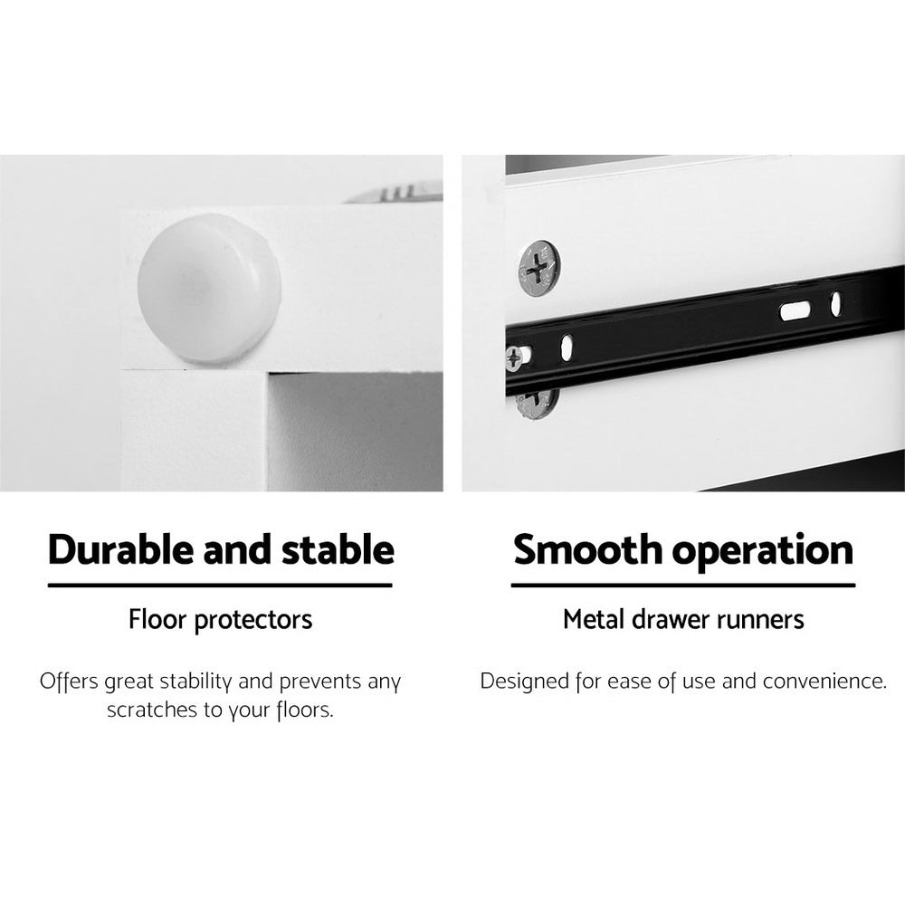 REMI Bedside Tables LED 2 Drawers White