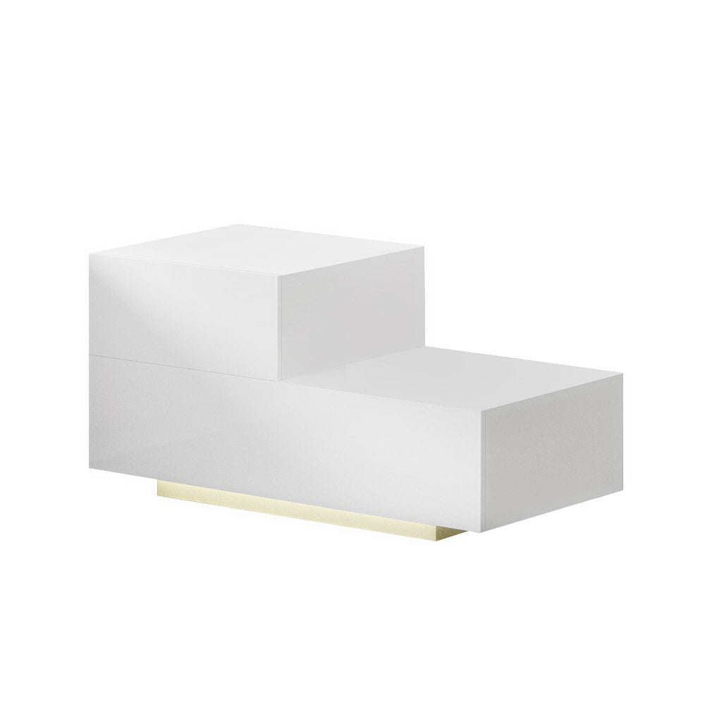 REMI Bedside Tables LED 2 Drawers White