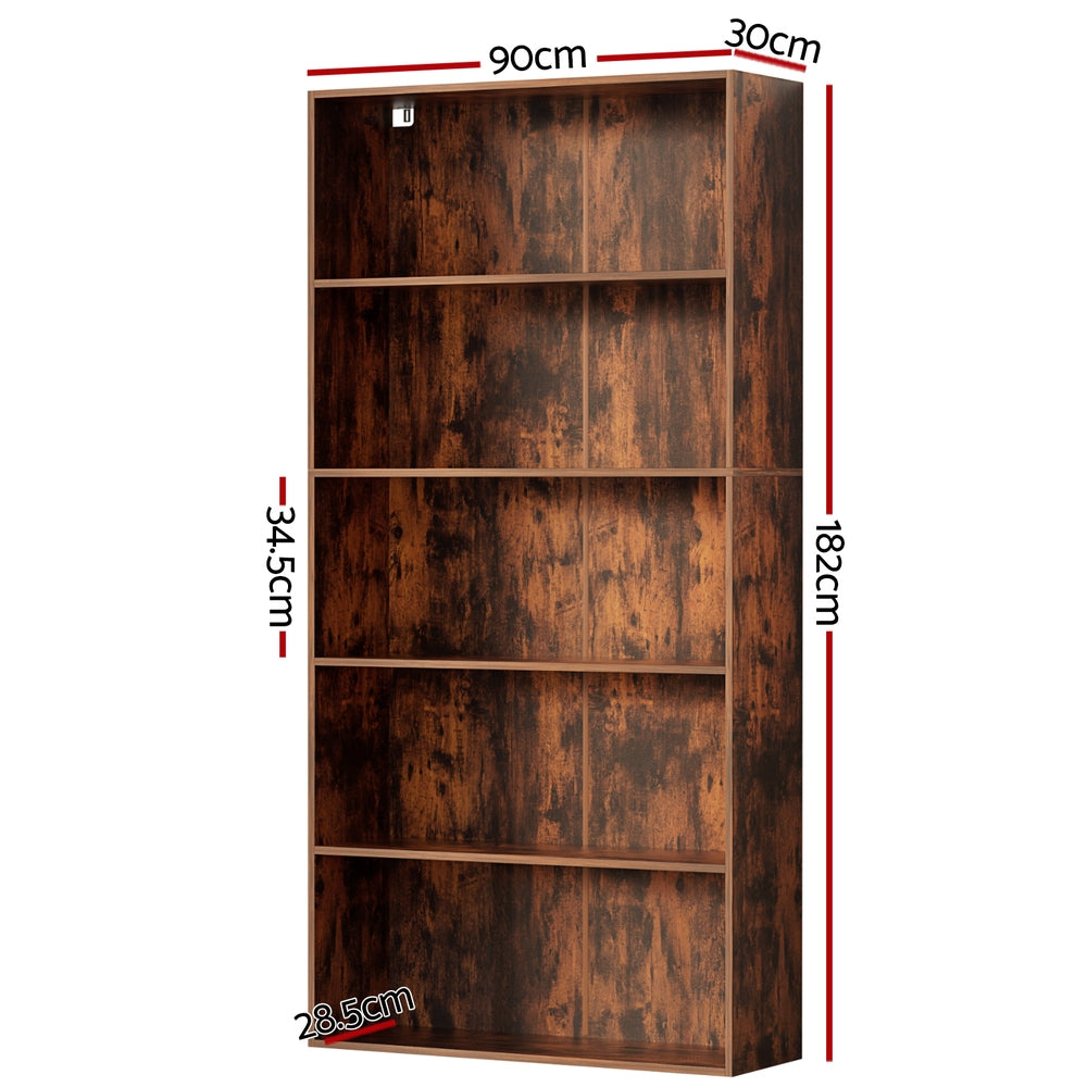 Artiss 5-Tier Bookshelf Walnut