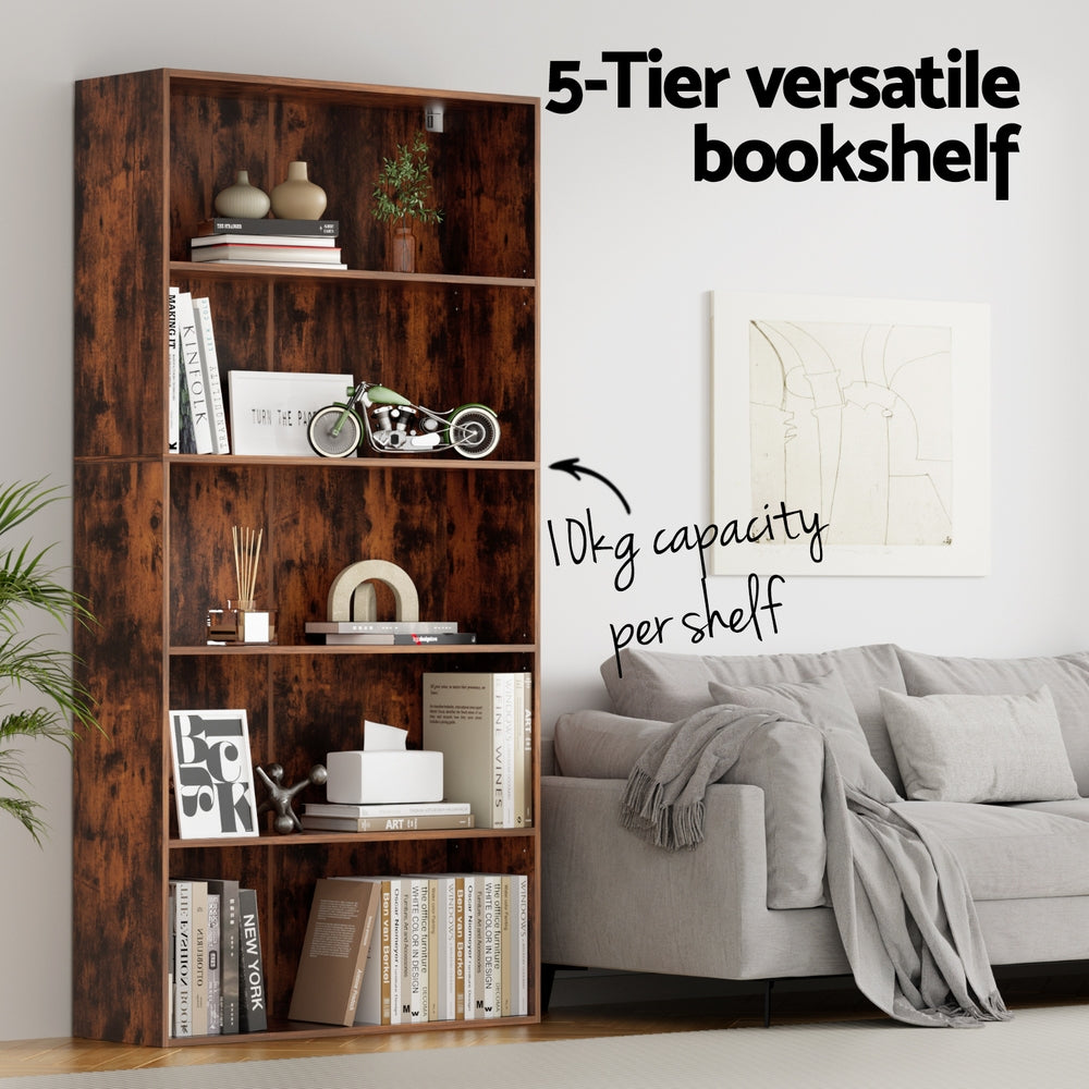 Artiss 5-Tier Bookshelf Walnut