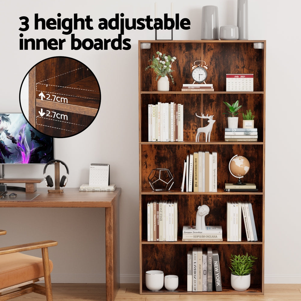 Artiss 5-Tier Bookshelf Walnut