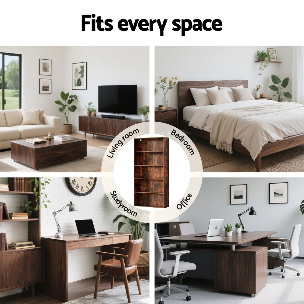 Artiss 5-Tier Bookshelf Walnut