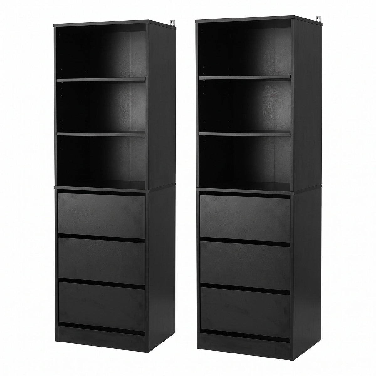 Artiss 2-Piece Tallboy Chest of 3 Drawers Set Black
