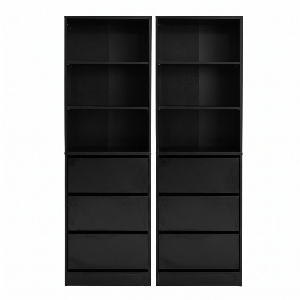 Artiss 2-Piece Tallboy Chest of 3 Drawers Set Black