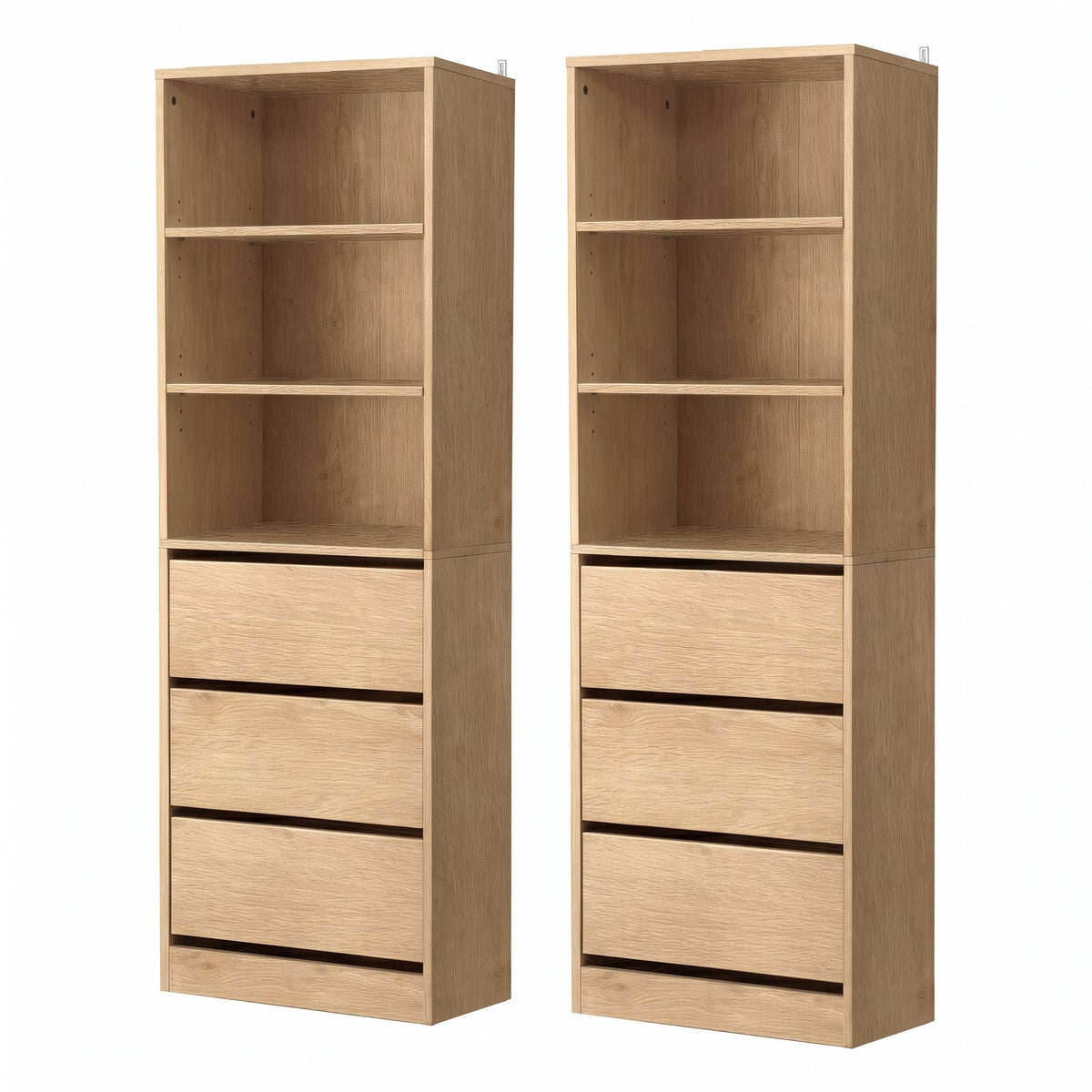 Artiss 2-Piece Chest of 3 Drawers Tallboy Cabinet Pine