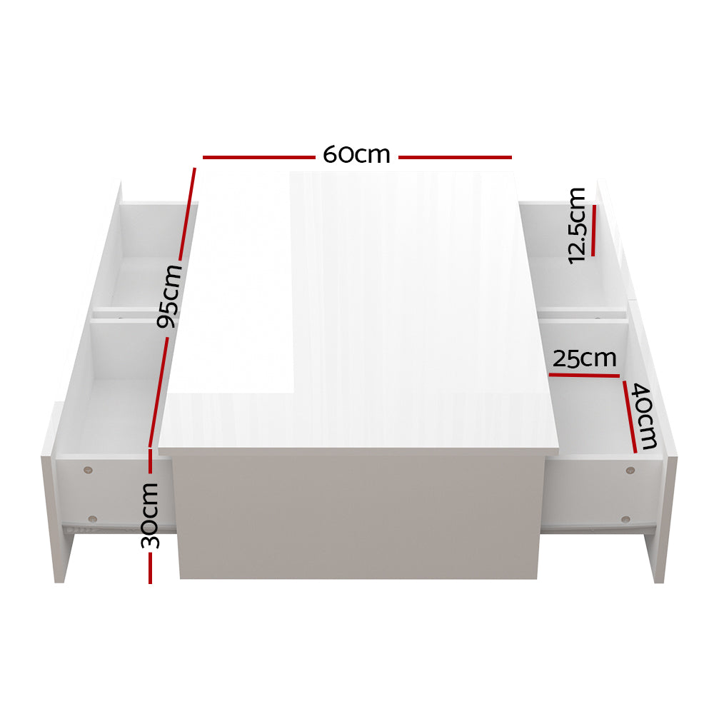 Trevi Coffee Table 4 Drawers White High-Gloss