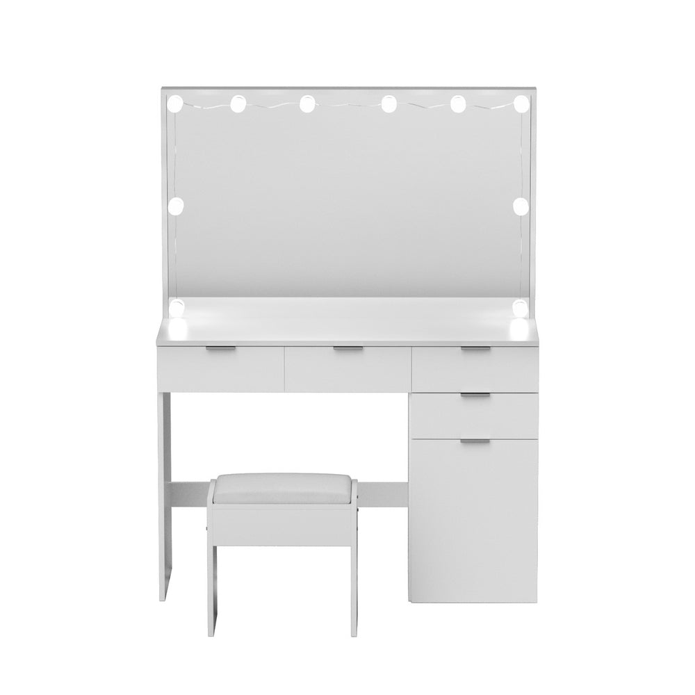 Artiss White Dressing Table Set 10 LED Bulbs with Stool