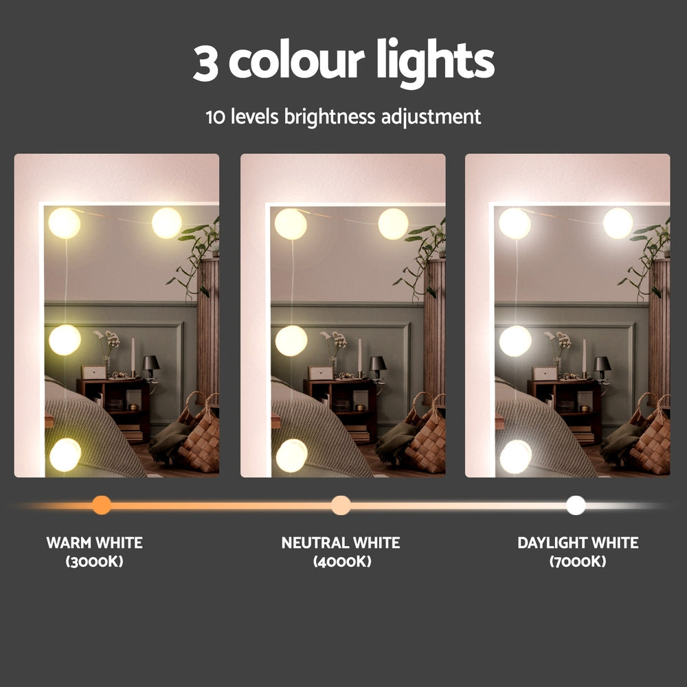 Artiss White Dressing Table Set 10 LED Bulbs with Stool