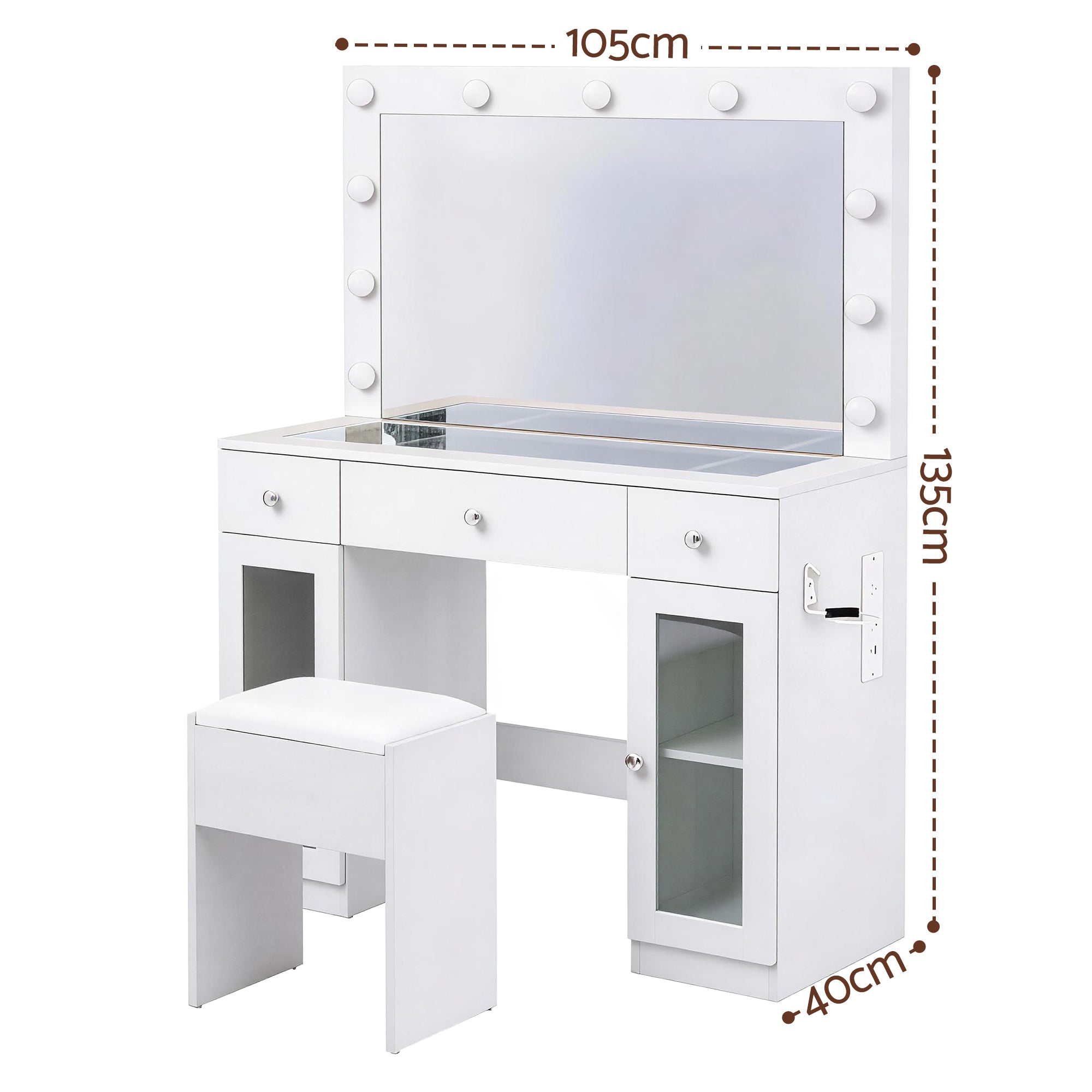 Artiss Dressing Table Vanity Desk Set LED Bulbs RGB Light White