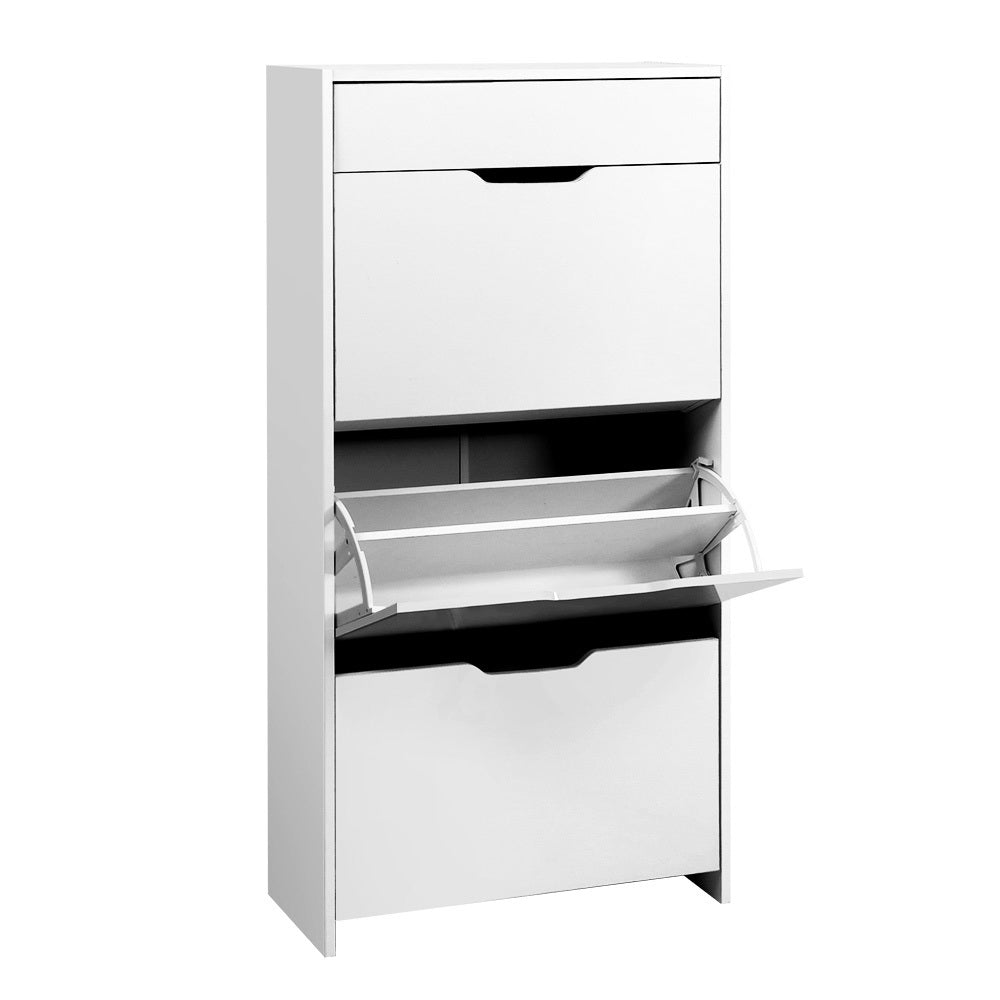Luna Shoe Rack Cabinet 24 Pairs White