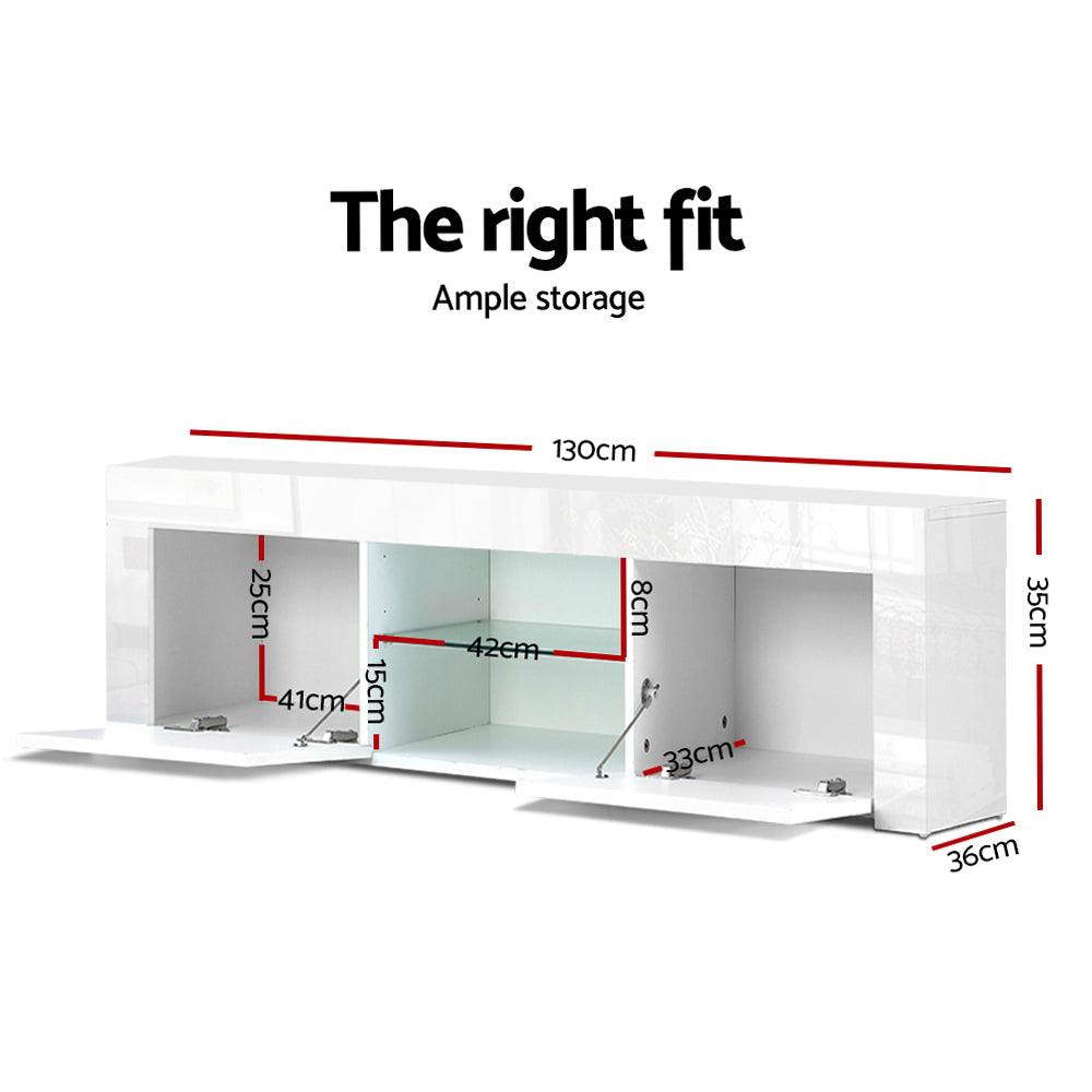 Ivan 130cm TV Cabinet Entertainment Unit White