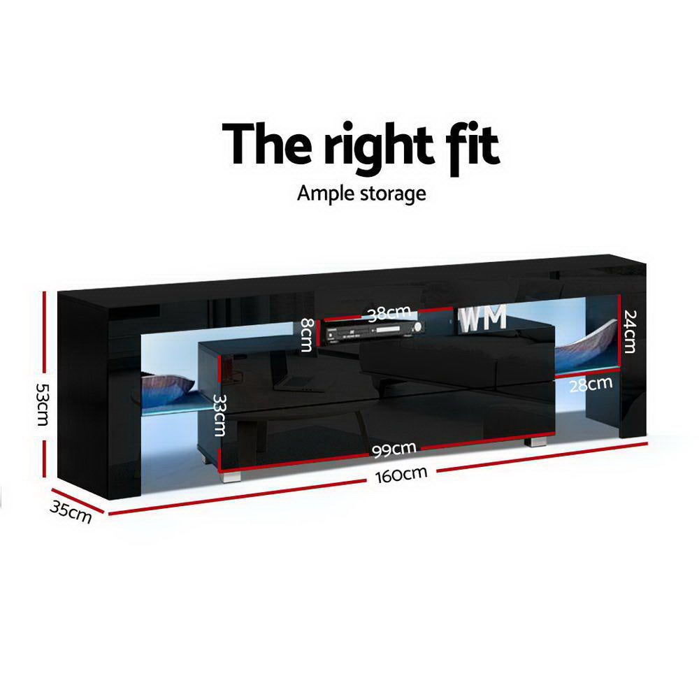 Elo 160cm TV Cabinet LED Entertainment Unit Black