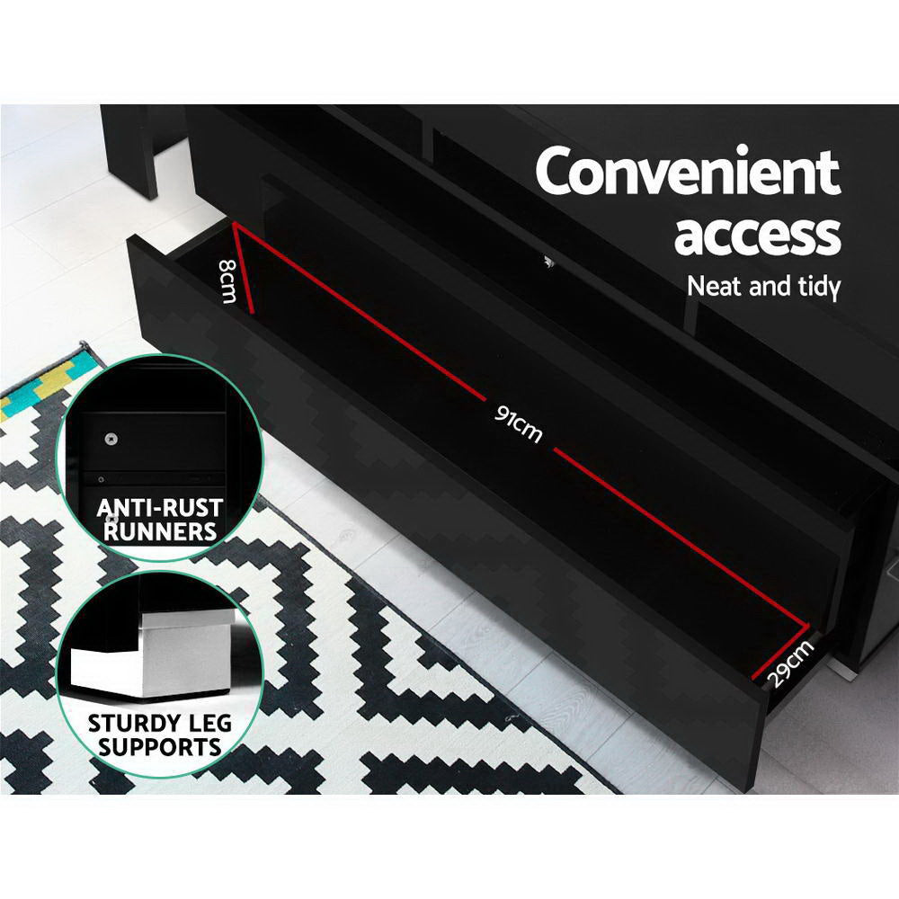Elo 160cm TV Cabinet LED Entertainment Unit Black