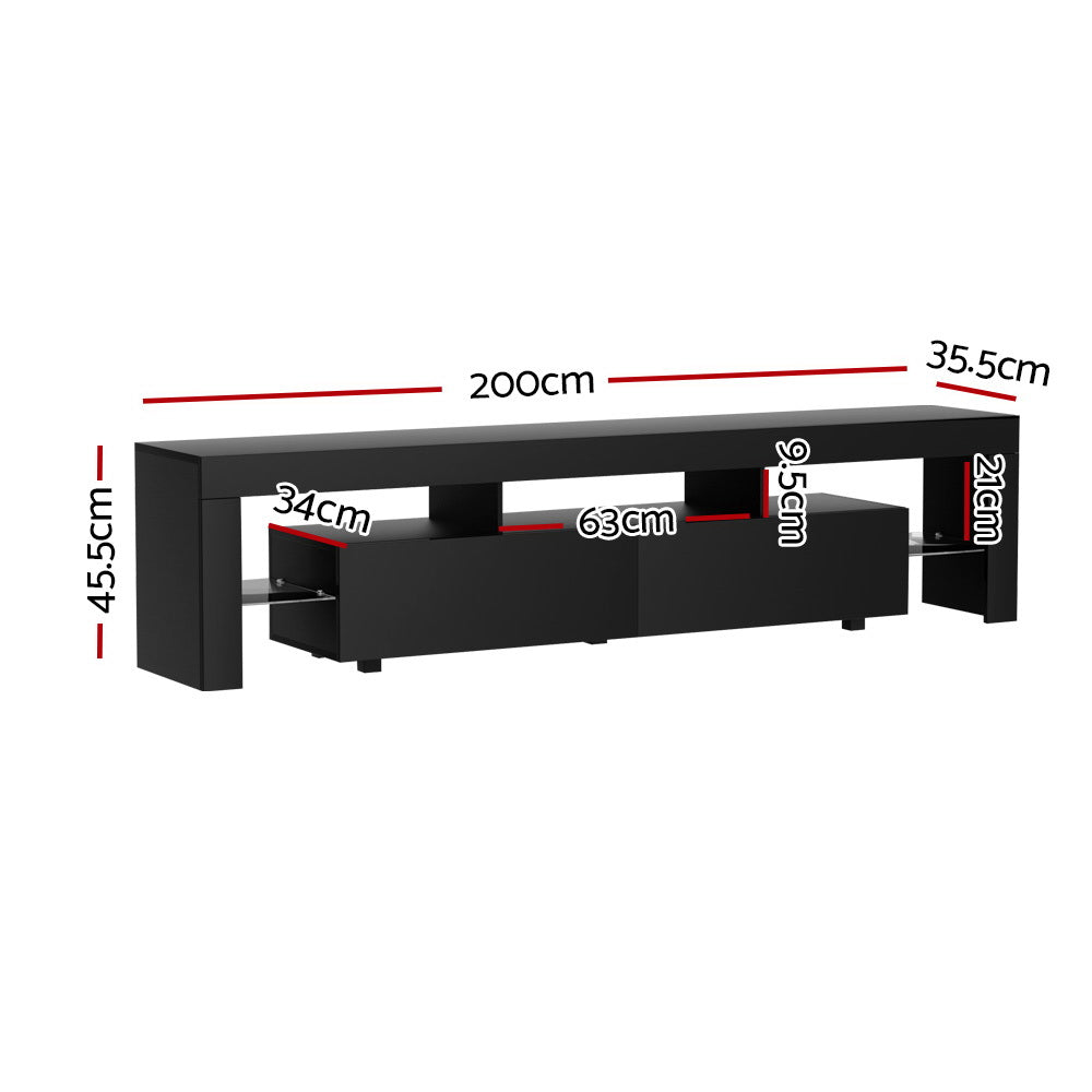 Elo 200cm TV Cabinet Entertainment Unit RGB LED Gloss Black
