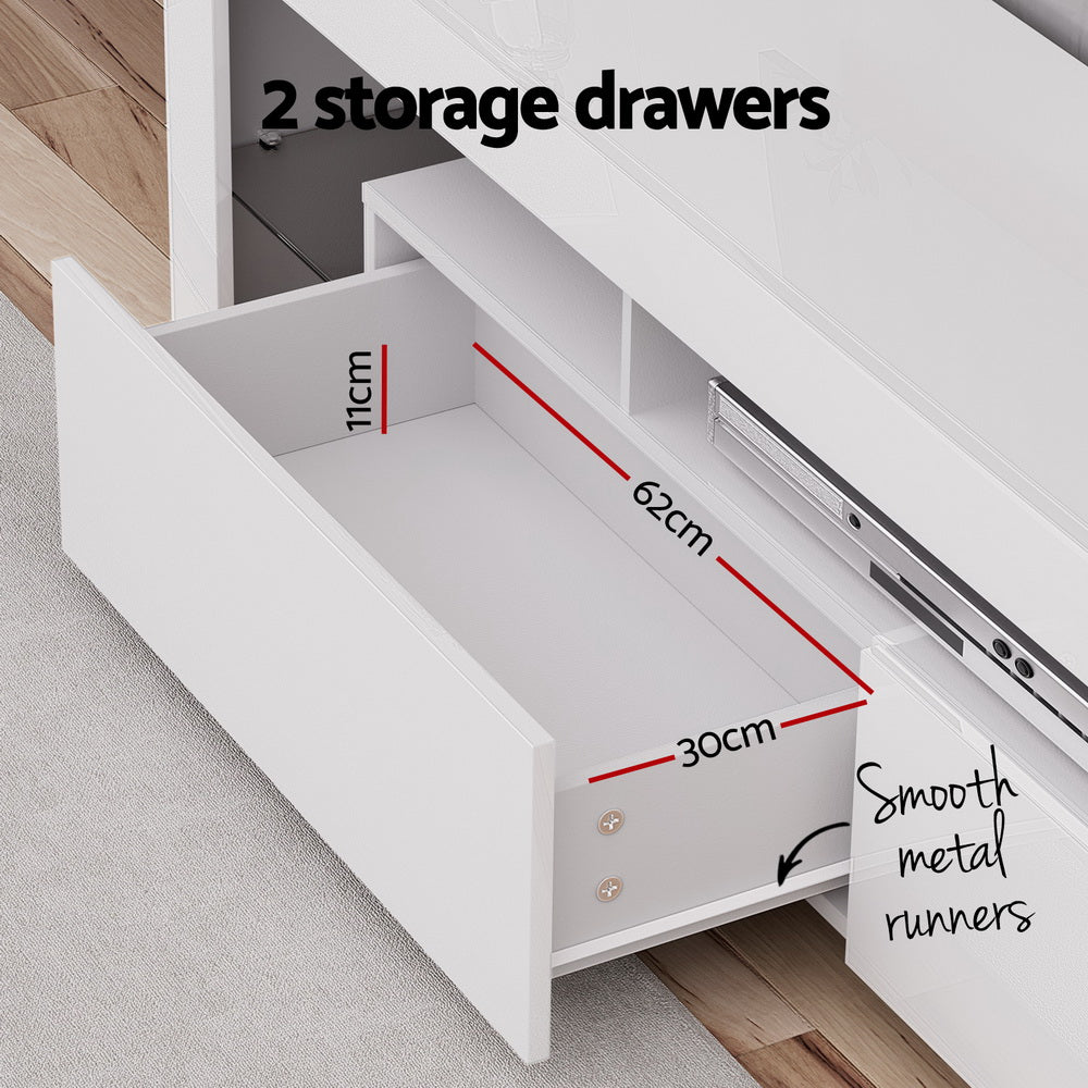 Customisable RGB LED TV Cabinet, 200cm, Gloss White - Artiss