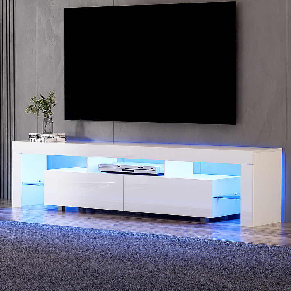 Customisable RGB LED TV Cabinet, 200cm, Gloss White - Artiss