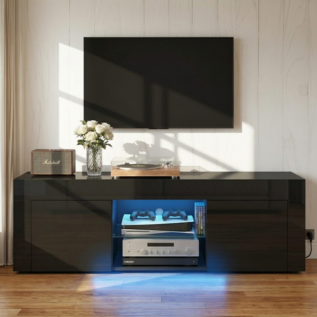 Artiss Entertainment Unit TV Cabinet LED 130cm Black