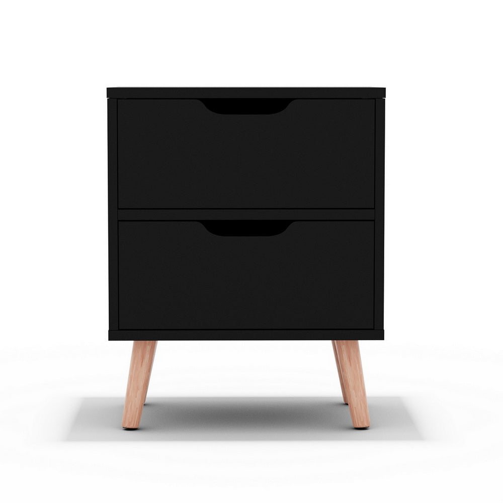BODEN Black Bedside Table 2 Drawers