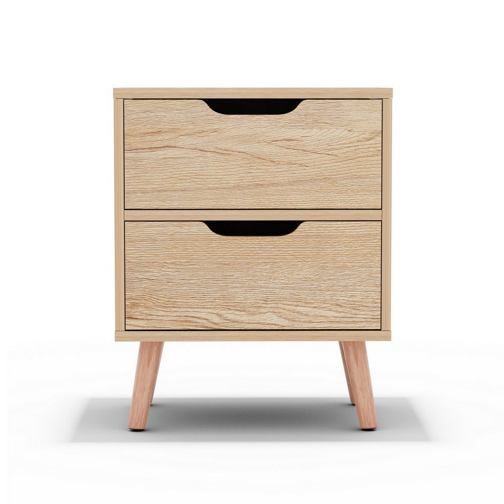 BODEN Pine Bedside Table 2 Drawers Black