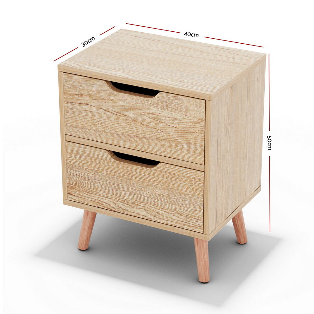 BODEN Pine Bedside Table 2 Drawers Black
